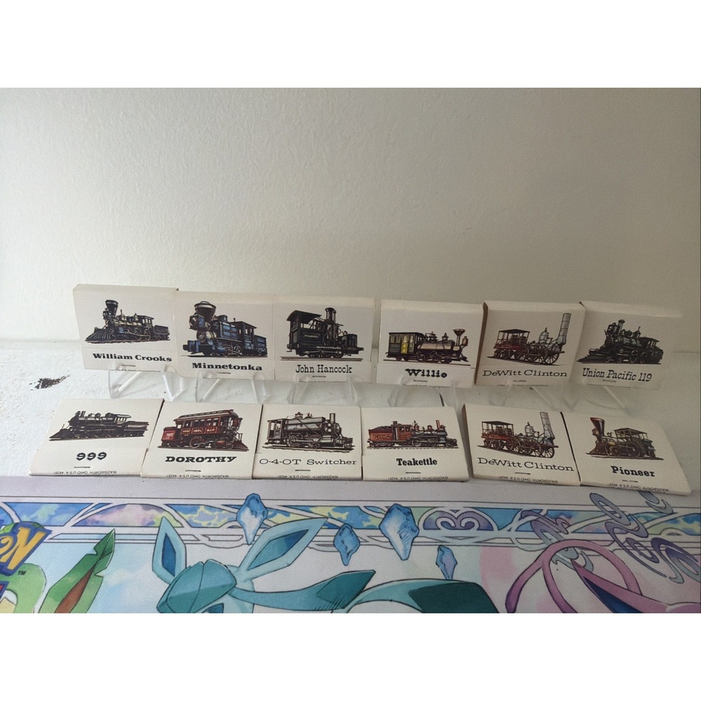 Vintage 12 Count Lot Train Locomotive Collectible Matchbooks New Historic Steam